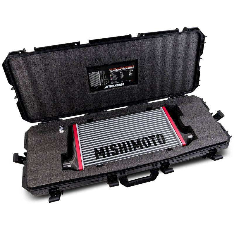 Mishimoto Universal Carbon Fiber Intercooler - Gloss Tanks - 525mm Silver Core - C-Flow - BK V-Band