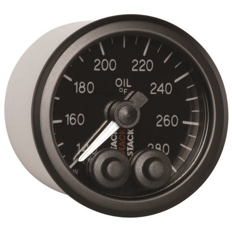 Autometer Stack Instruments 52mm 140-280 Deg F 1/8in NPTF Male Pro Control Oil Temp Gauge - Black AutoMeter Gauges