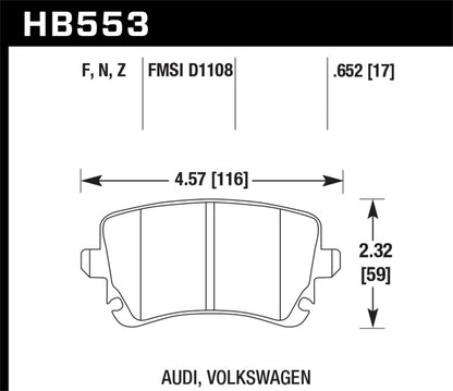 Hawk 06-07 Audi A6 Quattro / 03-04 RS6 / 04-08 S4 HPS Street Rear Brake Pads