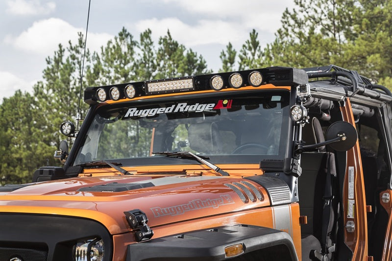 Rugged Ridge 07-18 Jeep Wrangler JK Elite Fast Track Windshield Light Bar Mount w/ Crossbar Rugged Ridge Light Bars & Cubes