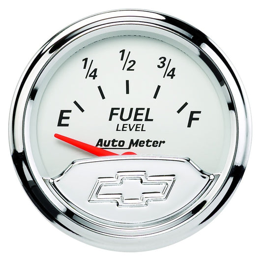 AutoMeter Gauge Fuel Level 2-1/16in. 240 Ohm(e) to 33 Ohm(f) Elec Chevrolet Heritage Bowtie AutoMeter Gauges