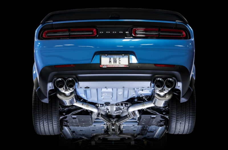 AWE Tuning 2015+ Dodge Challenger 6.4L/6.2L SC Track Edition Exhaust - Quad Chrome Silver Tips