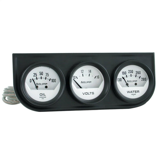 Autometer AutoGage Analog Console Oil/Water Temp/Volt 2in Gauges White Dial - Black Bezel AutoMeter Gauges