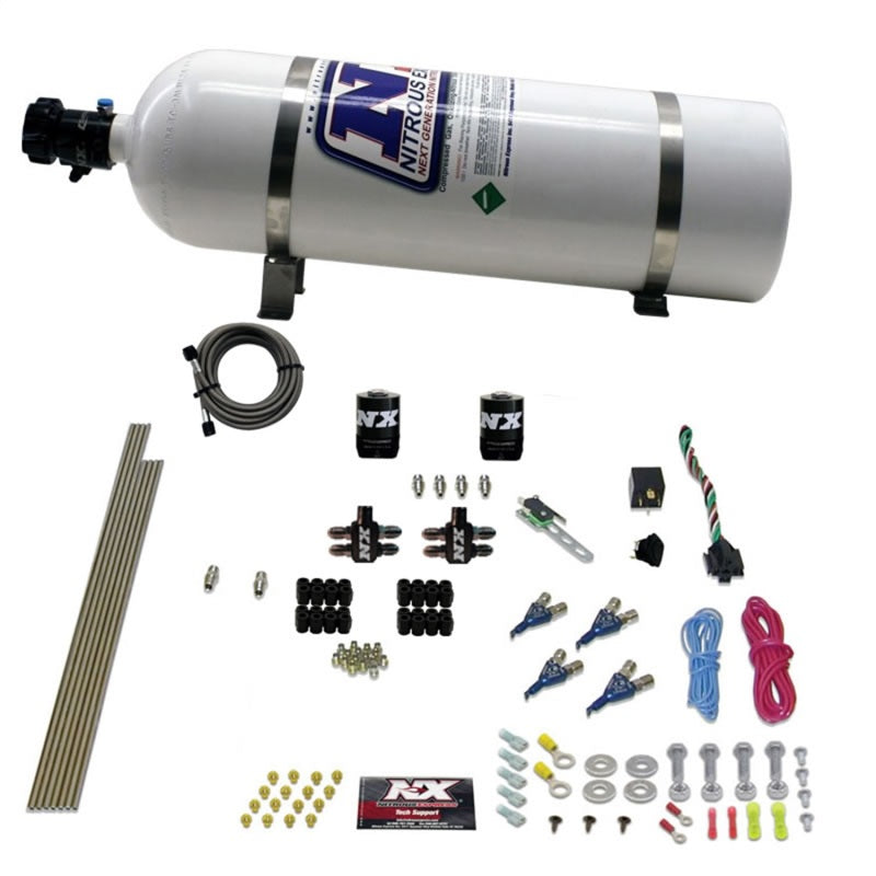 Nitrous Express 4 Cyl Gas Nitrous Kit (100-250HP) w/15lb Bottle