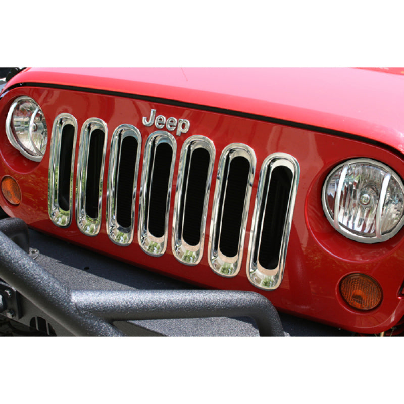 Rugged Ridge Grille Inserts Chrome 07-18 Jeep Wrangler Rugged Ridge Grilles