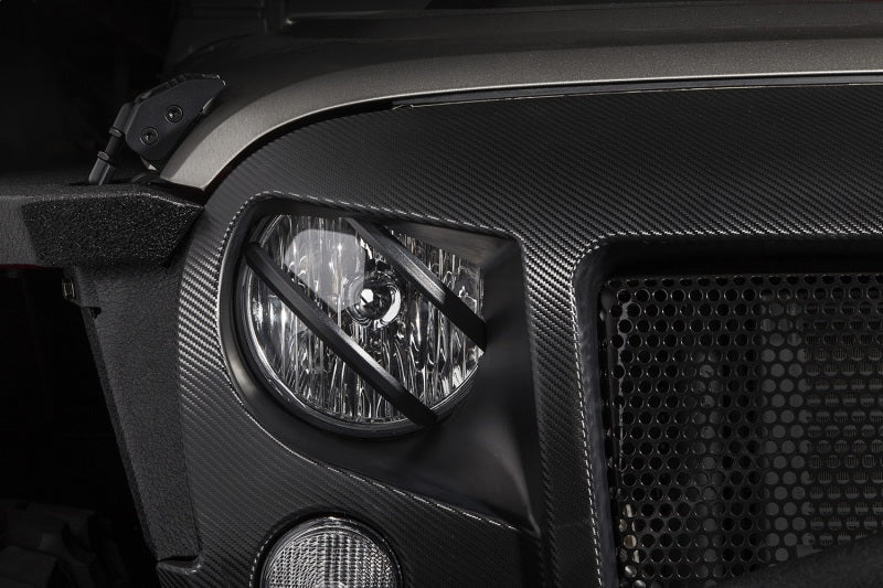 Rugged Ridge 07-18 Jeep Wrangler JK Black Elite Pivotal Headlight Euro Guard Rugged Ridge Light Covers and Guards