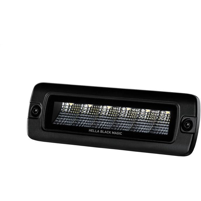 Hella Universal Black Magic 6 L.E.D. Flush Mount Mini Light Bar - Flood Beam Hella Fog Lights