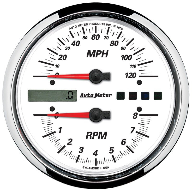 Autometer Pro-Cycle Gauge Tach/Speedo 4 1/2in 8K Rpm/120 Mph White AutoMeter Gauges