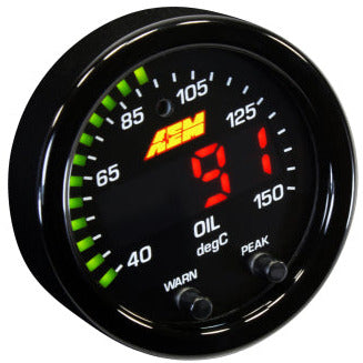 AEM X-Series Temperature 100-300F Gauge Kit (ONLY Black Bezel and Water Temp. Faceplate) AEM Gauges