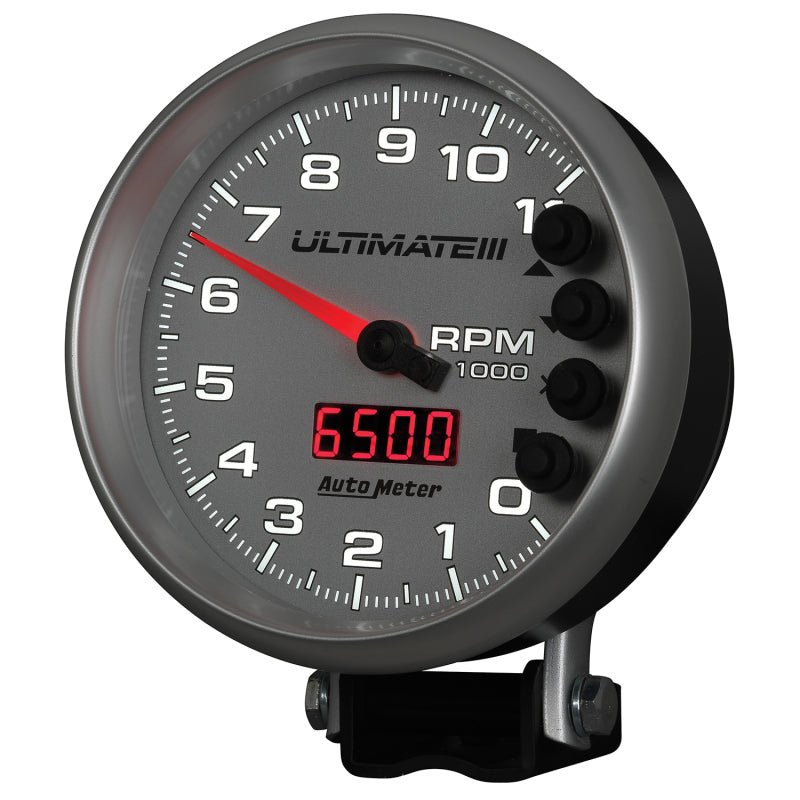 Autometer 5 inch Ultimate III Playback Tachometer 11000 RPM - Silver AutoMeter Performance Monitors