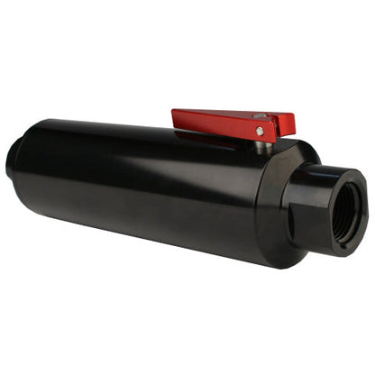 Aeromotive In-Line AN-12 Filter w/Shutoff Valve 100 Micron SS Element - Black Anodize Finish Aeromotive Fuel Filters