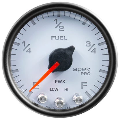 Autometer Spek-Pro Gauge Fuel Level 2 1/16in 0-270 Programmable Wht/Blk AutoMeter Gauges