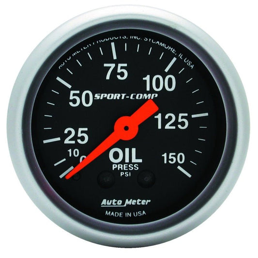 Autometer Sport Comp 52mm Mechanical 0-150 PSI Oil Pressure Gauge AutoMeter Gauges