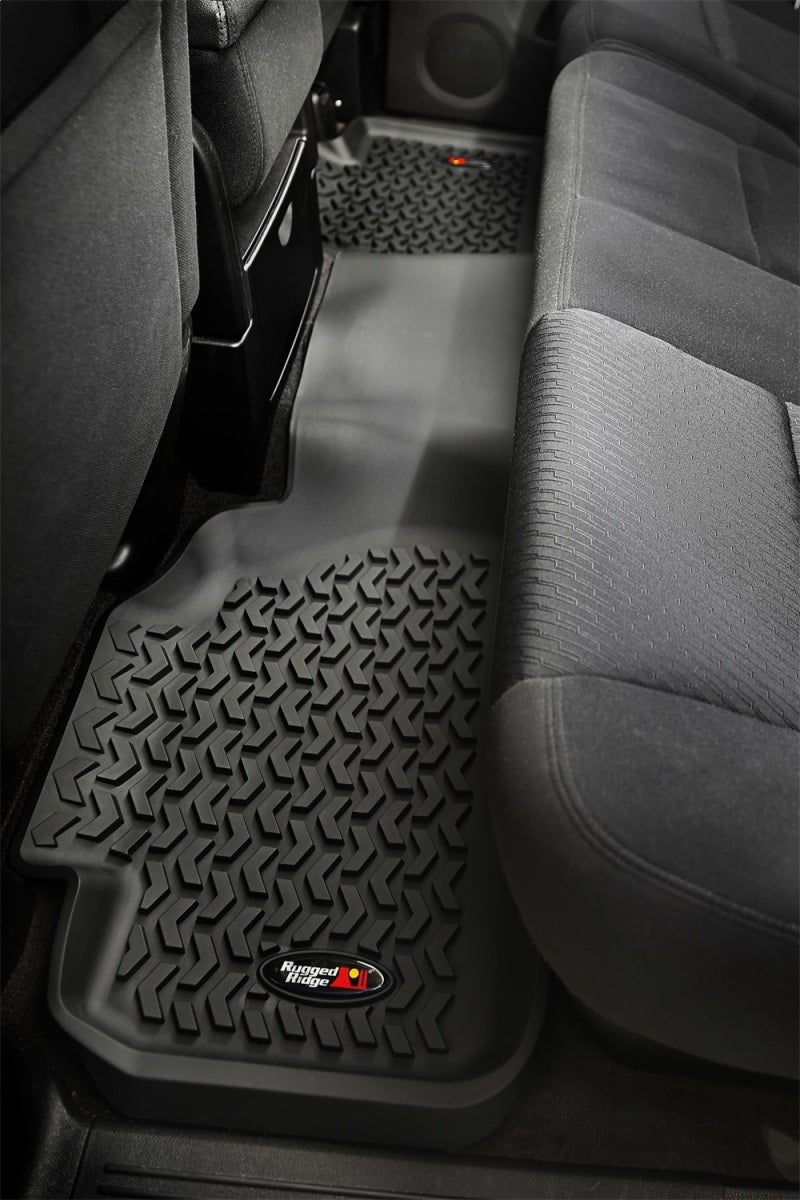 Rugged Ridge Floor Liner Rear Black 2007-2013 Chevrolet / GMC Silverado / Sierra 1500 Extended Cab Rugged Ridge Floor Mats - Rubber