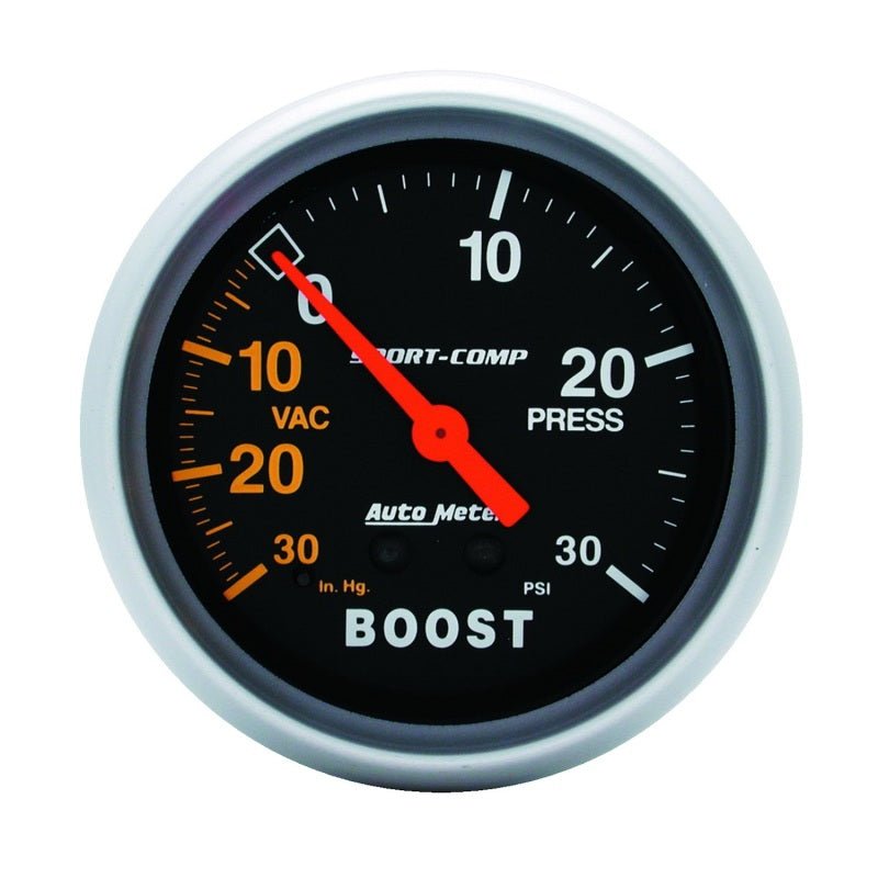 Autometer Sport-Comp 2-5/8in 30 IN HG/30 PSI Mechanical Boost/Vacuum Gauge AutoMeter Gauges