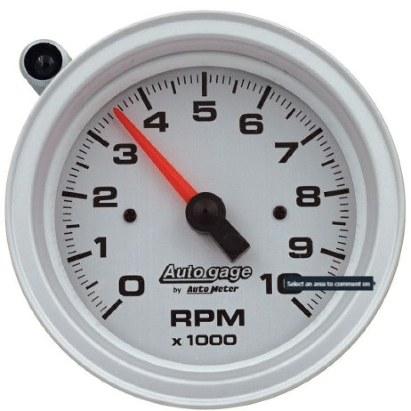 AutoMeter Tachometer Gauge 10K RPM 3 3/4in Pedestal w/Ext. Shift-Light - Silver Dial/Black Case AutoMeter Performance Monitors