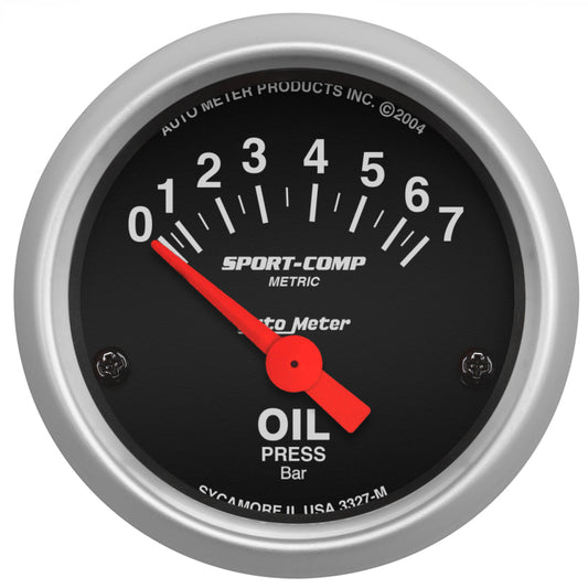 Autometer Sport-Comp 52mm 0-7 Bar Short Sweep Electronic Oil Pressure Gauge AutoMeter Gauges