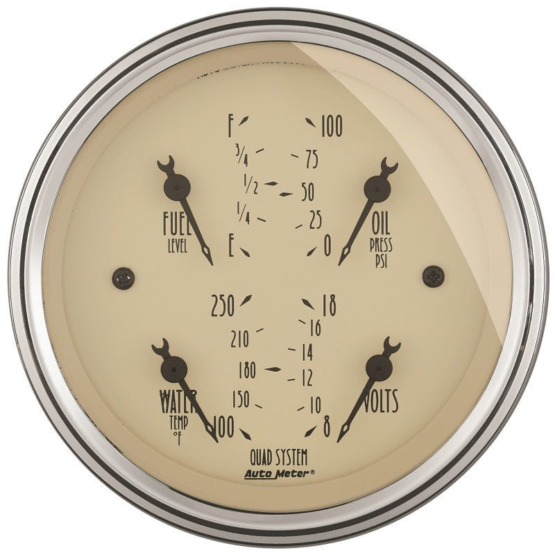 AutoMeter Gauge Kit 2 Pc. Quad & Speedometer 3-3/8in. Antique Beige AutoMeter Gauges