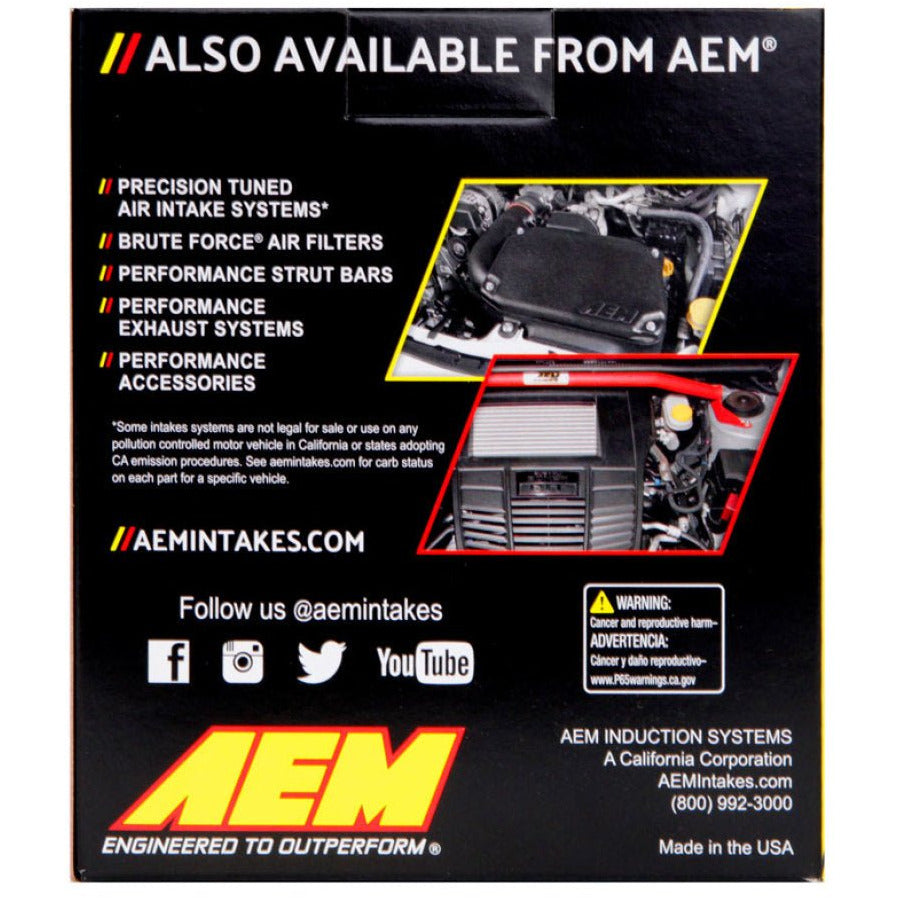 AEM DryFlow Air Filter 2-3/4in. Flange / 4in. OD / 5in. H / 10 Degree Flg. (Special Order) AEM Induction Air Filters - Universal Fit