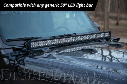 Diode Dynamics 18-21 Jeep JL Wrangler/Gladiator SS50 Hood LED Light Bar Kit - Amber Flood