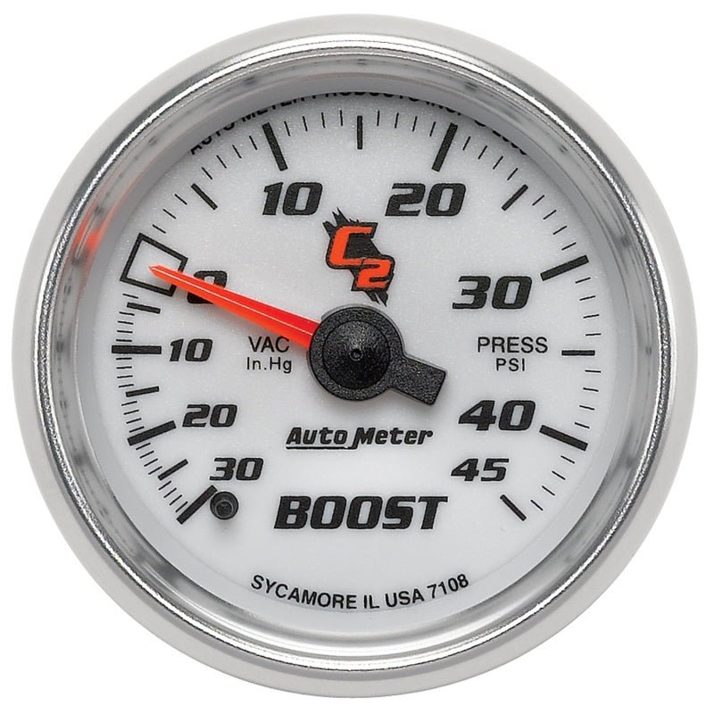 Autometer C2 52mm 30 In Hg-Vac/45 PSI Mechanical Vacuum/Boost Gauge AutoMeter Gauges