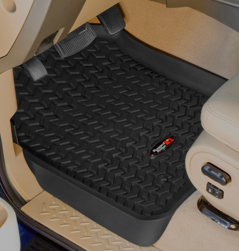 Rugged Ridge Floor Liner Front Black 2004-2008 Ford F-150 Raptor / Regular / Extended Rugged Ridge Floor Mats - Rubber