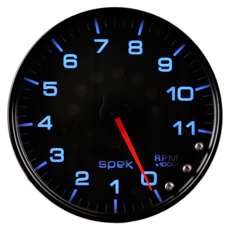 Autometer Spek-Pro Gauge Tachometer 5in 11K Rpm W/Shift Light & Peak Mem Black/Black AutoMeter Gauges