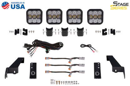 Diode Dynamics Jeep JL SS5 4-Pod CrossLink Grille Lightbar Kit Pro - Yellow Combo