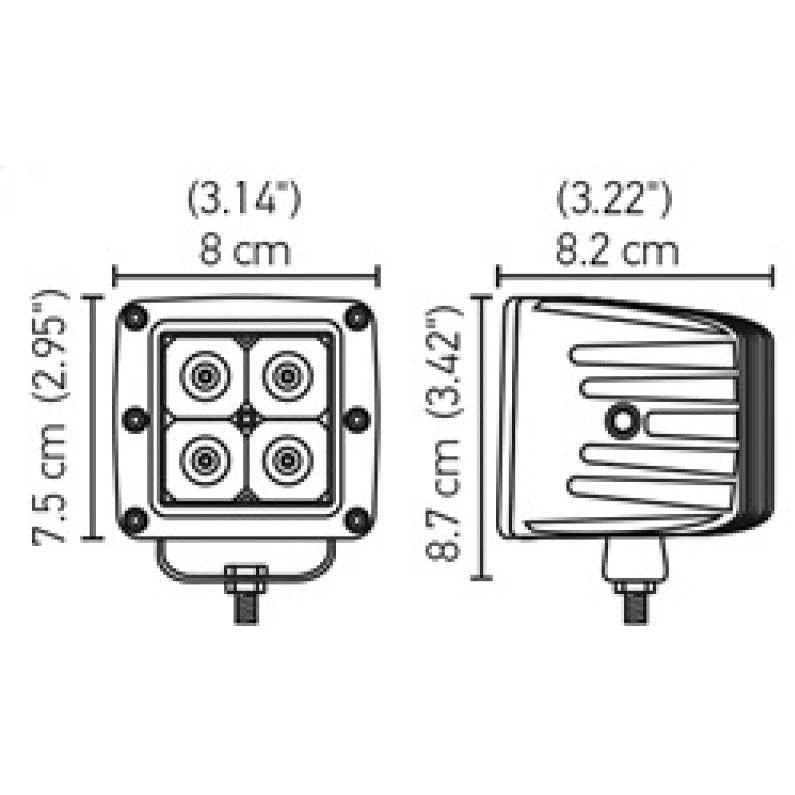 Hella HVF Cube 4 LED Off Road Kit - 3.1in 12W Flood Beam Hella Light Bars & Cubes