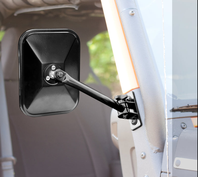 Rugged Ridge 97-18 TJ JK Black Rectangular Quick Release Mirrors Rugged Ridge Exterior Trim