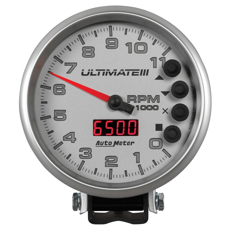 Autometer 5 inch Ultimate III Playback Tachometer 11000 RPM - Silver AutoMeter Performance Monitors
