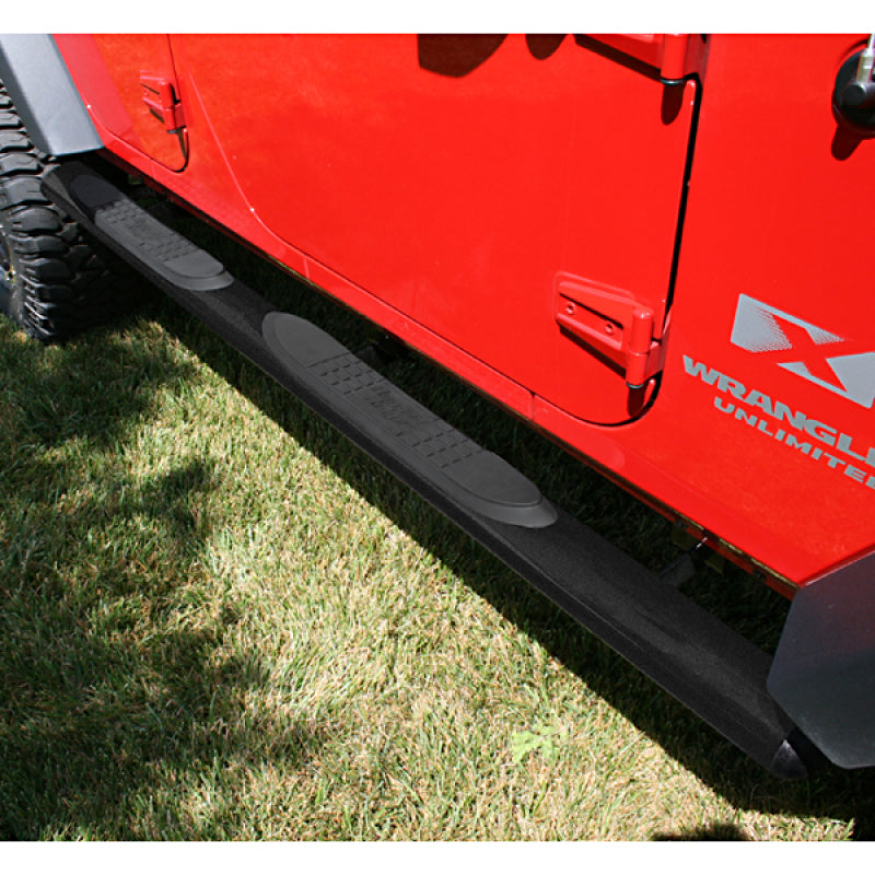 Rugged Ridge 4 1/4-In Oval Side Step Black 07-18 Jeep Wrangler Unlimited JK Rugged Ridge Side Steps