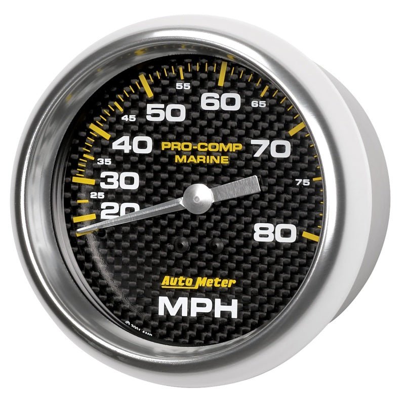 Autometer Gauge Speedometer 3-3/8in 80MPH Mechanical Marine Carbon Fiber AutoMeter Uncategorized