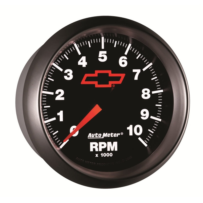 AutoMeter Gauge Tachometer 3-3/8in. 10K RPM In-Dash Chevy Red Bowtie Black AutoMeter Gauges