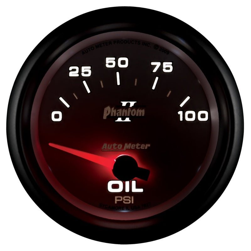 Autometer Phantom II 2 5/8in 0-100 PSI Short Sweep Electronic Oil Pressure Gauge AutoMeter Gauges