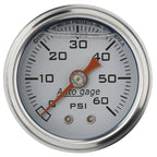 Autometer AutoGage 1.5in Liquid Filled Mechanical 0-60 PSI Fuel Pressure Gauge - White AutoMeter Gauges
