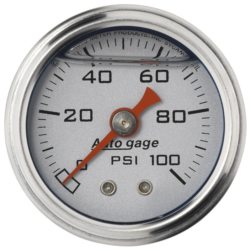 Autometer AutoGage 1.5in Liquid Filled Mechanical 0-100 PSI Fuel Pressure Gauge - Silver AutoMeter Gauges