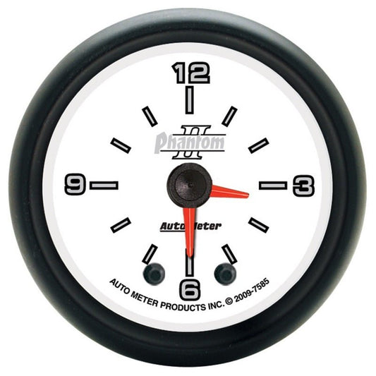Autometer Phantom II 2-1/16in 12HR Analog Clock Gauge AutoMeter Gauges
