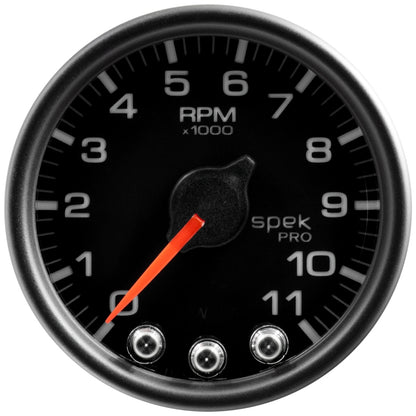 Autometer Spek-Pro Gauge Tach 2 1/16in 11K Rpm W/ Shift Light & Peak Mem Blk/Blk AutoMeter Gauges