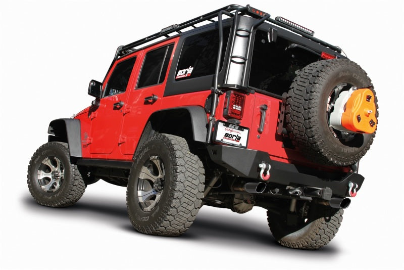 Borla 12-14 Jeep Wrangler JK 2/4Dr Rr Section ATAK Single Square Rlld Angle-Cut Black Chrome Exhaust