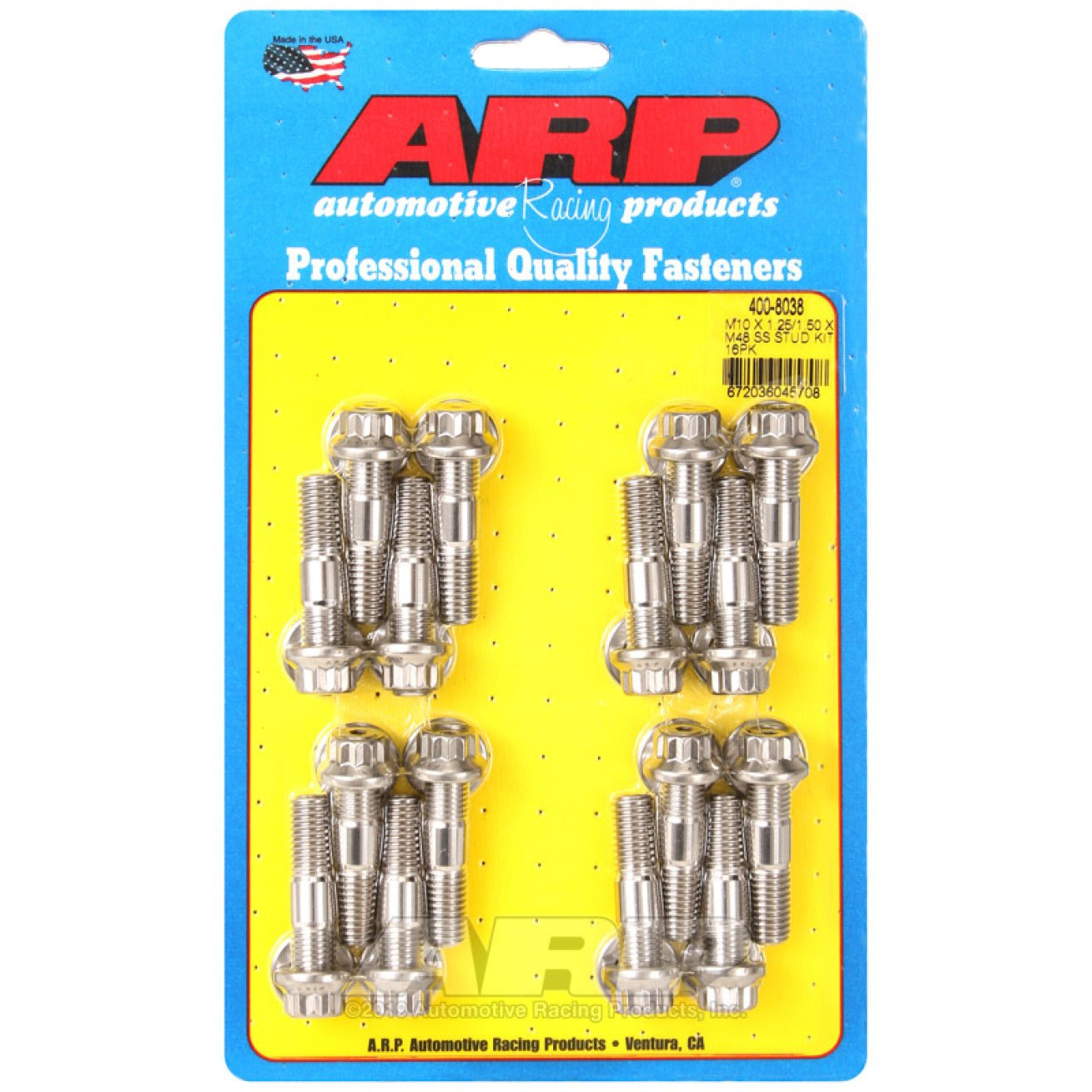 ARP M10 x 1.25/1.50 x 48 Stainless Steel 12pt Broached Stud Kit (16/pkg) ARP Hardware - Singles