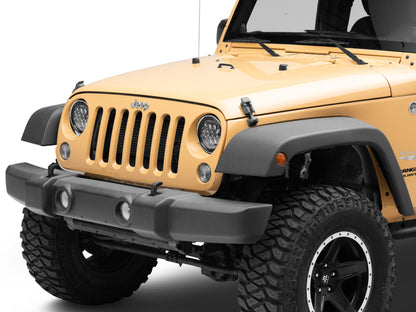 Raxiom 97-18 Jeep Wrangler TJ/JK Axial Series 13-LED Headlights- Black Housing (Clear Lens)