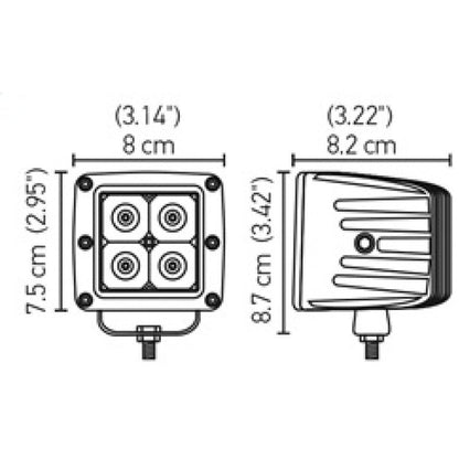 Hella HVF Cube 4 LED Off Road Kit - 3.1in 12W Spot Beam Hella Light Bars & Cubes