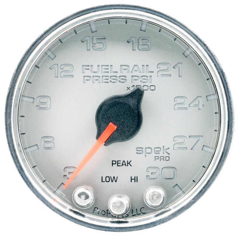 Autometer Spek-Pro Gauge Rail Press 2 1/16in 30Kpsi Stepper Motor W/Peak & Warn Slvr/Chrm AutoMeter Gauges