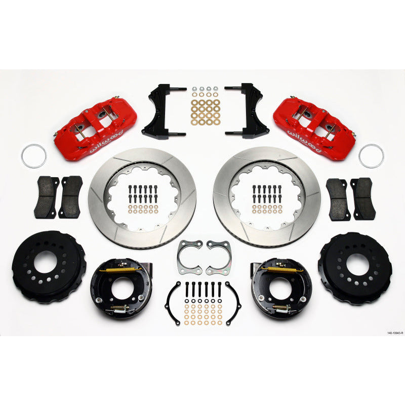 Wilwood AERO4 Rear P-Brake Kit 14.00in Red Chevy 12 Bolt w/ C-Clips Wilwood Big Brake Kits