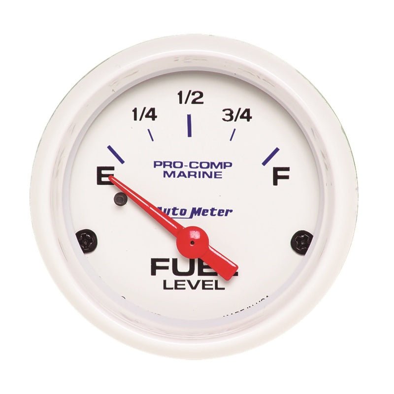Autometer Marine White Gauge 2-1/16in Electric Fuel Level Gauge AutoMeter Gauges