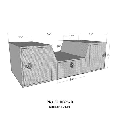 Westin/Brute V Shape Goose Neck 5th Wheel 57in Tailgate Box 1 Drawer/2 Swing Doors - Aluminum