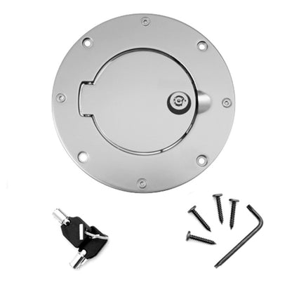 Rugged Ridge Gas Cap Door Locking Brushed Aluminum 97-06 Jeep Wrangler TJ Rugged Ridge Fuel Caps