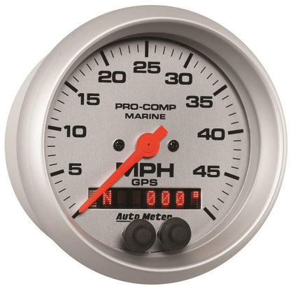 Autometer Marine Silver Ultra-Lite 3-3/8in 50MPH GPS Speedometer Gauge AutoMeter Gauges