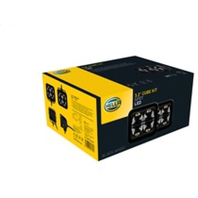 Hella Universal Black Magic 3.2in L.E.D. Cube Kit - Flood Beam (Long Range) Hella Fog Lights